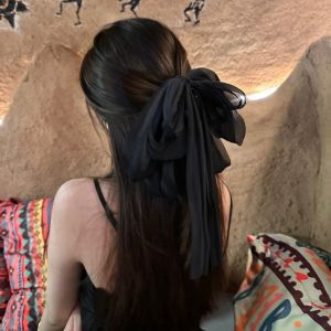 Korean Fashion Long Ribbon Bow Hairpin Elegant Mesh Summer Hair Clip Hair Accessories for Women Girls