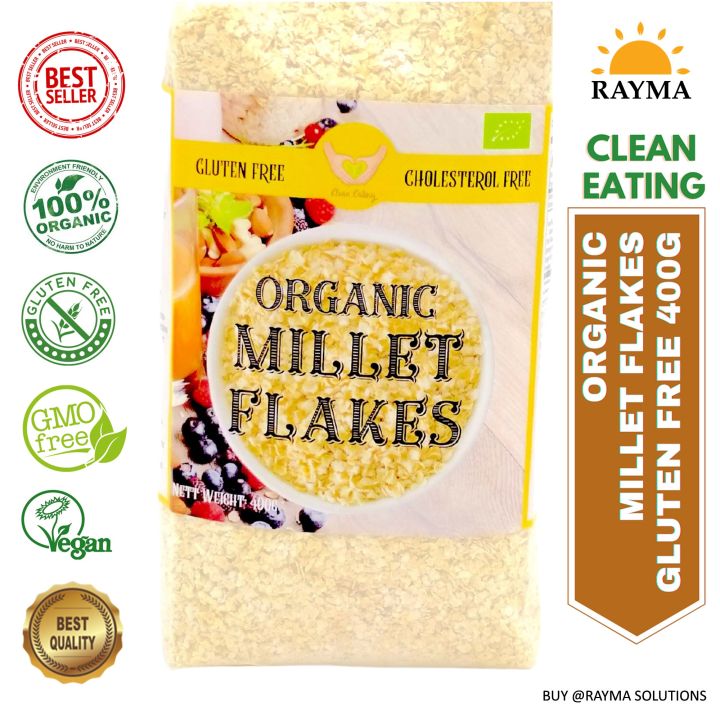 CLEAN EATING Premium Gluten-Free Organic Millet Flakes, 400g
