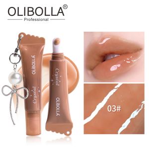 OLIBOLLA Mirror Lip GlossMoisturizing Hydrating Gloss Lipwith Bow Keychain Shiny Long-Lasting Look