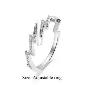 Shiny Ring Lightening Opening Ring for Men Women Rings Trendy Jewelry BFF Couple Gifts Hip Hop Ring
