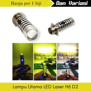 LAMPU LED UTAMA MOTOR H6 LASER 2 WARNA JAUH KUNING DEKAT PUTIH PLUS LAMPU SENJA BIRU -JDS-