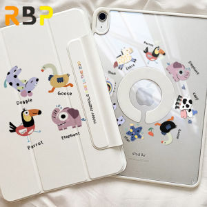 RBP สามพับ 2-in-1 ทาสีน่ารักการ์ตูนทาสีเคส iPad สำหรับ iPad Pro 11 12.9 inch 2024 2020 2021 2022 Air 4 Air 5 10.9 Air 6 13 นิ้ว M2 iPad 10.2 gen9 gen8 gen7 Mini 6 8.3 ป้องกันการดัดไม่มีช่องเสียบปากกา เคสแยกหนังแบบคลิปสองด้านหมุนได้