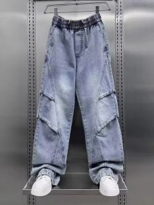 High-End Black Washed Straight Leg Jeans Loose Fit 2025 Trendy High Street Casual Pants for Men