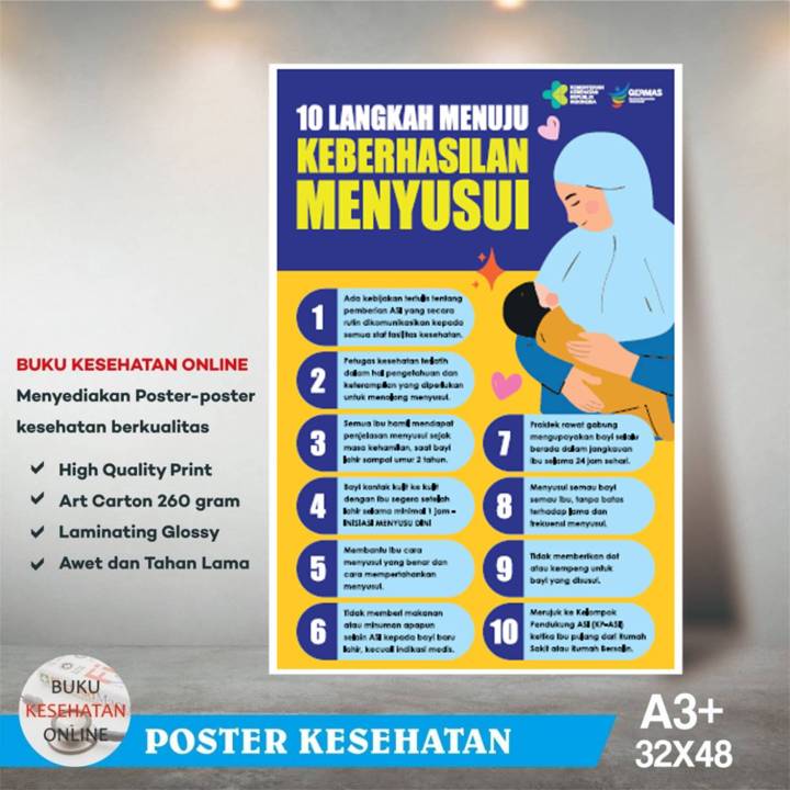 Poster Kesehatan 10 Langkah Keberhasilan Menyusui Laminating Glossy