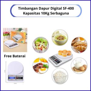 FREE BATERAI Timbangan Dapur Digital Elektronik SF-400 Kapasitas 10kg Akurat Kitchen Scale Serbaguna