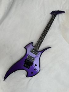 Rockingbird Abstract Guitars - Ed Roman Guitars Neck Through Body 24 Frets Purple with Black Bevels Tremolo Vibrato Bridge Professional Guitar