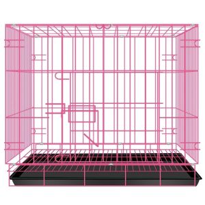 BOB PET Dog Cage with Poop Tray Heavy Duty Pet Collapsible Cage Foldable Pet Cage(S/M/L/XL Size) Pet Cage Foldable for Small Medium Large Dogs Cats Outdoor Indoor Pet Kennel with Toilet Tray for Cat Dog Kitten Puppy Rabbit Cage