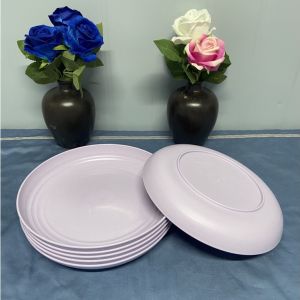 6pcs (23cm) Wheat Fiber Dinner Plate Round-shaped Dish Meat Steak Microwavable Plate