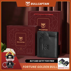 BULLCAPTAIN Top-Grain Leather Gift Box Set: Mens Multifunctional Small Wallet with Driver’s License Compartment Coin Pouch & Photo Card Holder