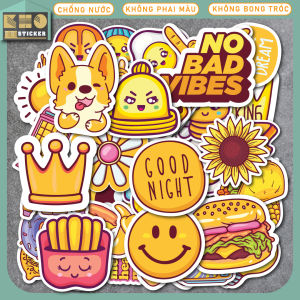 Combo 50 Sticker Màu Vàng Yellow chống nước sticker dán laptop điện thoại đàn guitar mũ bảo hiểm vali. MSP: ST75