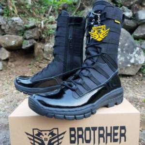 Sepatu PDL Ninja Kulit Asli Kilap Sol Komando/Mtwo Brother