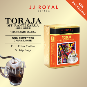JJ Royal Coffee | Toraja 100% Single Origin Sulawesi Arabica Coffee Drip Filter Box (6 Drip Bags) 54g