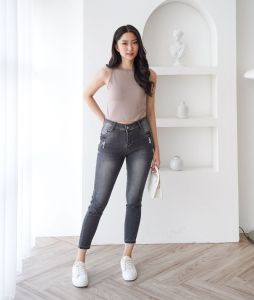 CELANA JEANS WANITA ANKLE BLACK SYR - SYSCLOTHIER