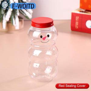 E-WOITD 500ML Christmas Snowman Water Bottles Milk Tea Bottles Coffee Juice Portable Drinking Bottle For Milk Tea Shop Home Juice Cup