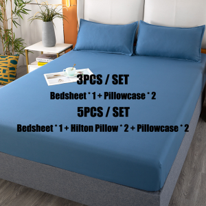 5 in 1 Korean Plain Bedsheet No Gusot No Lukot Single/Queen/King Size Bedsheet Full Garterized