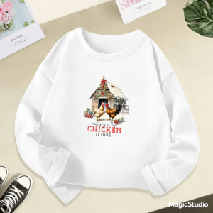 Baju Tangan Panjang Anak Perempuan - Remaja Chicken It Twice Usia 3-15 Tahun