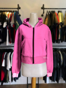 hoodie crop wanita lengan panjang resleting terbaru kekinian bahan katun murah berkualitas