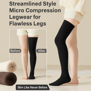 [แผ่นรองเข่าป้องกันเส้นเลือดขอด] ถุงเท้ายาวคลุมเข่าแบบหนาและขนแกะสำหรับผู้หญิง ถุงเท้ากันหนาวผ้าฝ้ายเทอร์รี่