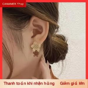 CS Nâu Hai Màu Hoa Thả Dangle Bông Tai Cho Phụ Nữ Hàn Quốc Đồ Trang Sức Thời Trang Wedding Party Cô Gái Trang Sức Thanh Lịch Phụ Kiện
