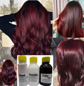 (FREE bleach set) Direct red wine Hair Color Kit (10minutes )100ml+Free Bleach&Peroxide(100ml) dye maroon merah rambut permanent dye
