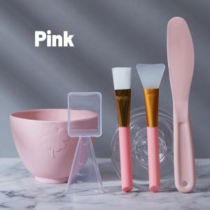 5 in 1 Mangkok Masker Set Silikon Kuas Spatula Wajah Masker Brush Kosmetik Alat Make Up DIY