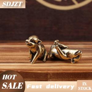 SDJZT 1 2pcs cổ điển Brass Pig bức tượng bức tượng cho sự giàu có may mắn cho nhà văn phòng bàn trang trí độc đáo đồ trang trí quà tặng