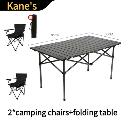 Outdoor folding table and chairs set made of aluminum alloy portable camping folding table and chairs outdoor fishing picnic party table