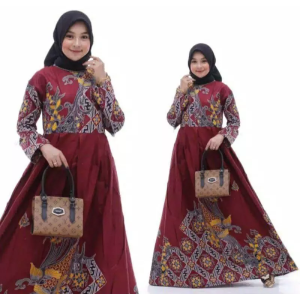 Batik Couple Keluarga Terbaru Motif Kenari Merah Marun