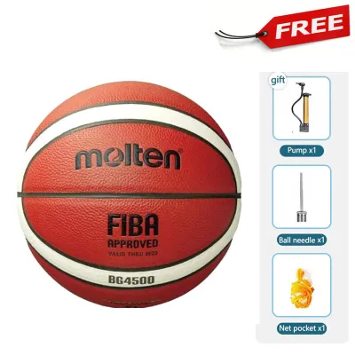 Original Moltens FIBA BG4500 Basketball Ball Size 7 PU Leather ThermalBonded AntiSlip Material Basketball Ball Official Match basketball Indoor Outdoor Basketball Training Equipment Free Gifts