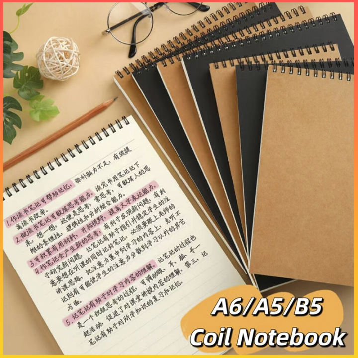 A6/A5/B5 Flip Up Retro Kraft Paper Notebook 80 Sheet Line Grid Blank