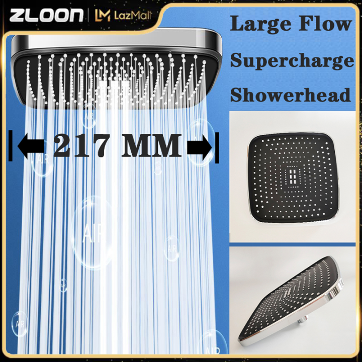 Zloon Air Pressurization High Pressure Top Spray Rainfall Shower Head Larger Flow Supercharge