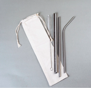Sedotan Stainless Steel Sedotan Anti Karat 1 Set + Pouch