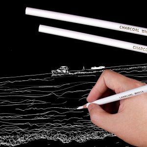3Pcs Professional White Charcoal Pencils Set Sketch Highlight Drawing Pencils for Artists Drawing Sketching Shading Art Supplies