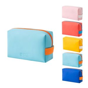 LUMIQLO Da PU Túi đựng mỹ phẩm Màu sắc kẹo ngọt Dung lượng lớn Hộp đựng đồ trang điểm Dễ thương Chống thấm nước Túi đựng đồ vệ sinh cá nhân dùng cho du lịch