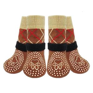 2 Pair Dog Socks Protective Thick Grip Dogs Feet Cover Socks with Adjustable Sticker for Outdoor Prevents Sliding