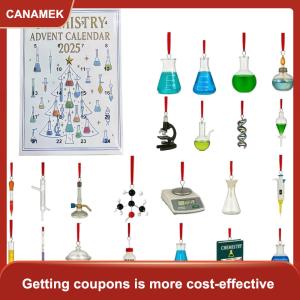 【CANAMEK】 24 ngày hóa học hộp quà giáng sinh bất ngờ lịch phiêu lưu theo chủ đề khoa học với 24 đồ trang trí lấy cảm hứng từ phòng thí nghiệm