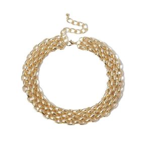 FLUTE Metal Chunky Chain Choker Vintage Twisted Lock Layered Collar Necklace Neck Jewelry Temperament Exaggerated Necklace Hip Hop Style