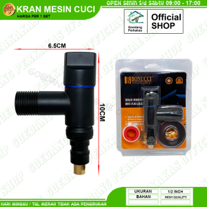 Kran Mesin Cuci Otomatis Stainless Steel Hitam 1/2 Inch Bonucci