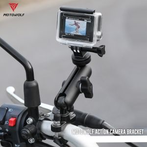Motowolf Action Camera Holder Bracket Aluminum Alloy 360 Rotation Motorcycle Action Camera Holder