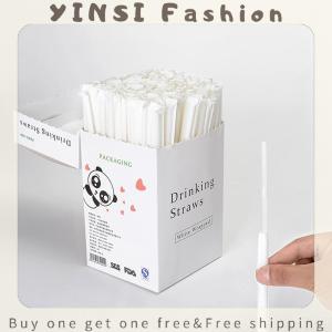 YINSI 100 300Pcs Clear Individually Wrapped Boxed Drinking PP Straws Tea Drinks Straws