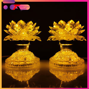 [Giá một cặp] Đèn thờ Hoa Sen 2 Tầng LED màu vàng gold để bàn thờ Phật Tổ Tiên chưng bàn thờ đẹp trang trí tủ thờ [TMS-20Y]