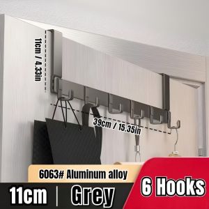 Drill Free Door Clothes Hanger Hook Bedroom Aluminum Hook Wall Hook Bathroom Coat Towel Hat Storage