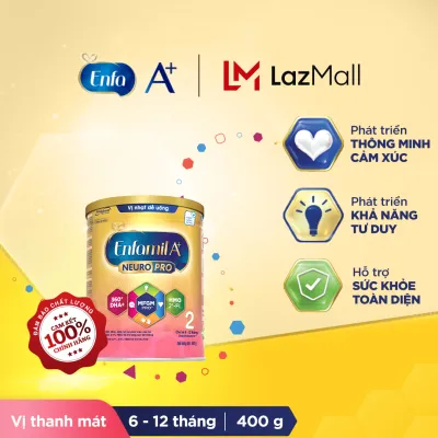 Sữa bột Enfamil A+ NeuroPro 2 Vị thanh mát 2FL HMO với dưỡng chất DHA & MFGM cho trẻ từ 6 –12 tháng tuổi– 400g