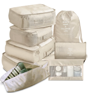 8Pcs Travel Pouch Packing Cubes Luggage Organizer Set Moisture‑Proof Dustproof Waterproof Storage Bag for Clothes Shoes Underwear Cosmetics Travel Gadget