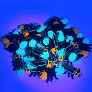 BABYBANG 5Pcs 3D Printed Luminous Firefly Figurine Creative Glow-in-the-Dark Realistic Animal Figurines Durable Cute Firefly Ornament Home