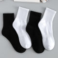 5/10pairs Socks Mid-length Solid color Sports White and black Deodorant Sweat-wicking. 