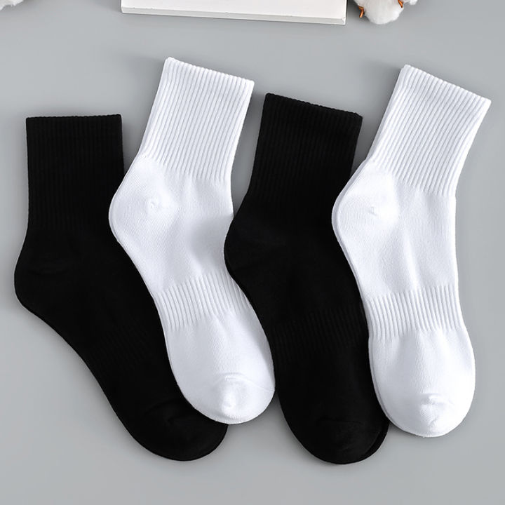 5/10pairs%20Socks%20Mid-length%20Solid%20color%20Sports%20White%20and%20black%20Deodorant%20Sweat-wicking%20-%20Image%208