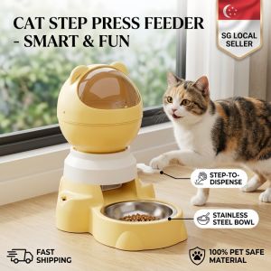 Cat Step Press Feeder Interactive Pet Food Dispenser with Detachable Stainless Steel Bowl for Cat & Small Dog