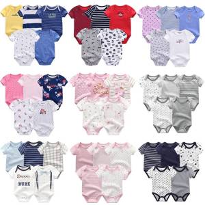 ชุด 5 ชิ้น บอดี้สูทเด็กแรกเกิด ผ้าฝ้าย 100% พร้อมส่งในไทย ลายน่ารัก ชาย-หญิง