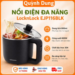Nồi Điện Đa Năng LocknLock EJP116BLK - Dung Tích 800ml 600W Nấu Mì Nấu Lẩu Mini Hâm Nóng Canh
